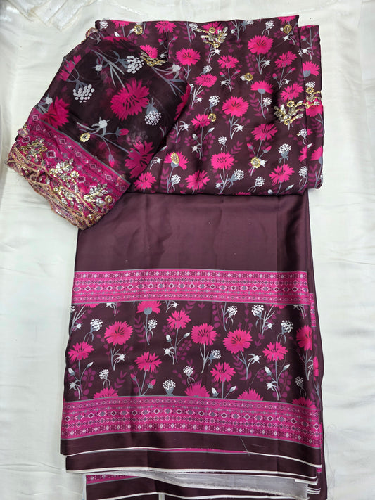 Embroidered Digital Printed Silk 🌸| Elegant Premium Collection