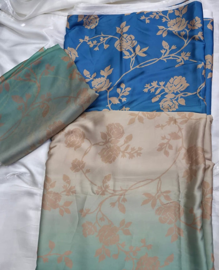 Digital print silk 3 pc suit