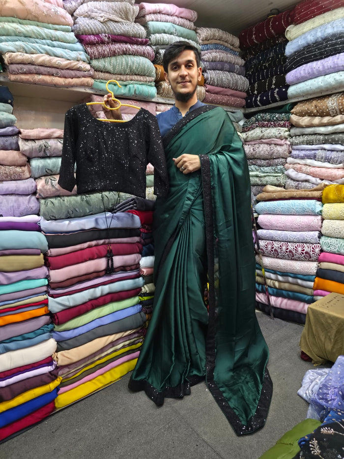 Ready to wear silk saree sequins blouse