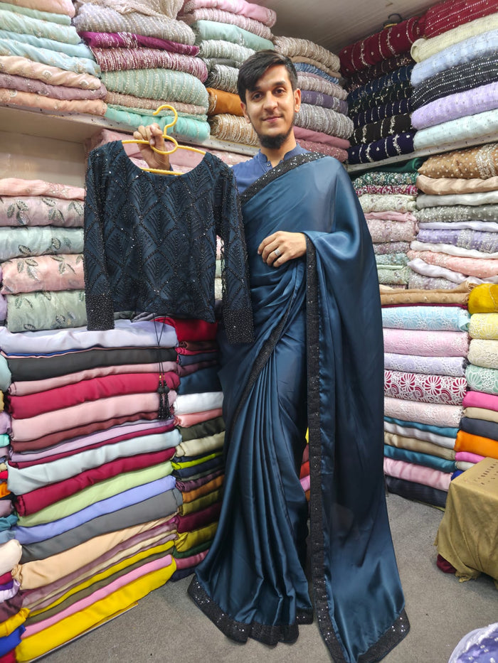 Ready to wear saree cut Dana blouse silk saree