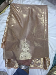 Arabic Shemar Velvet silk | French Shemar Velvet silk (peach dark gold )
