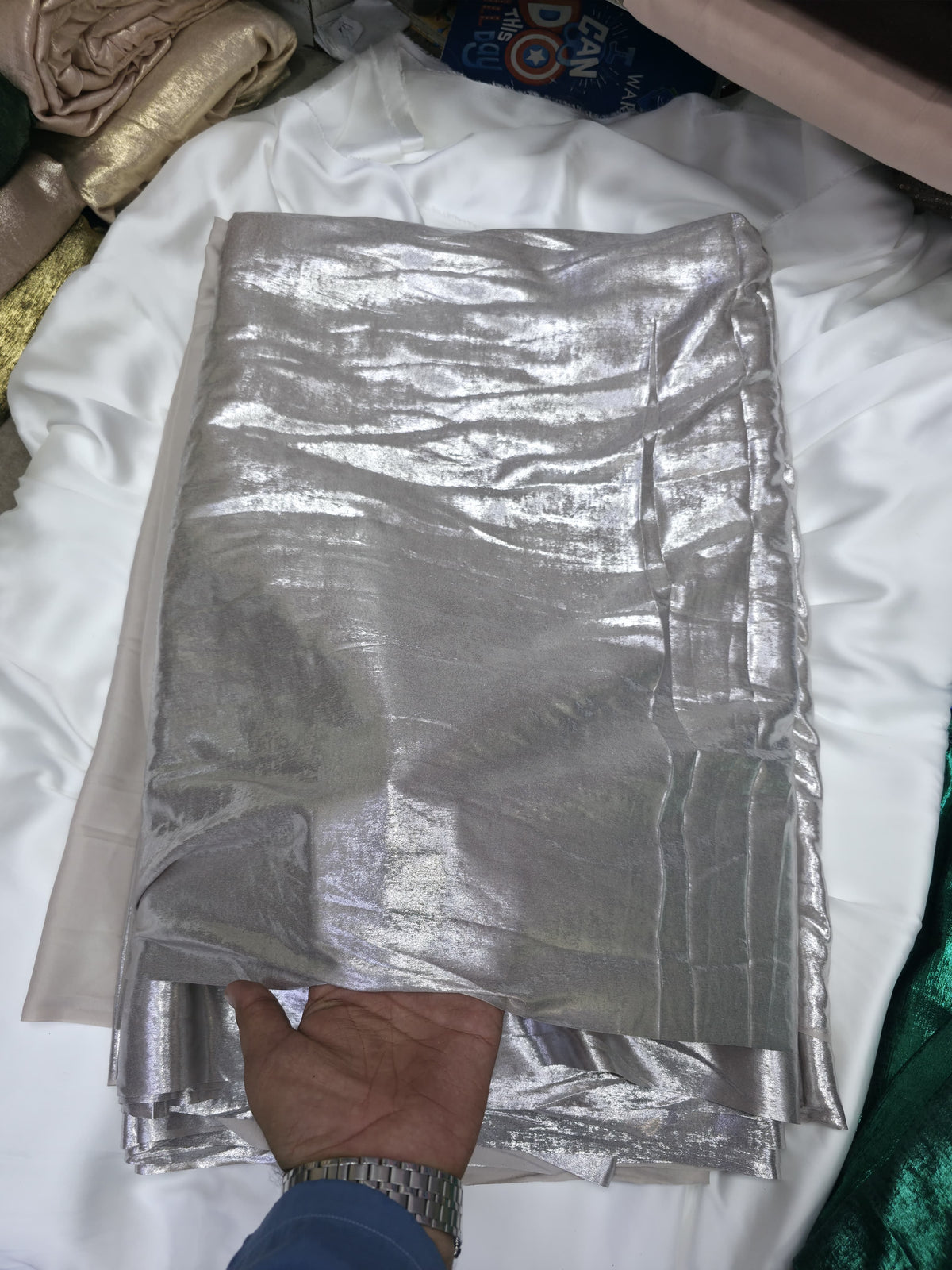 Arabic Shemar Velvet silk | French Shemar Velvet silk (gery silver shine )