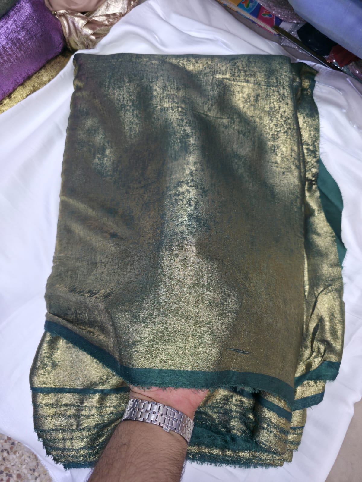 Arabic Shemar Velvet silk | French Shemar Velvet silk ( bottle green )